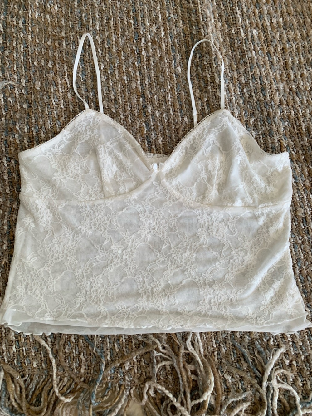 No Boundaries White Sheer Lace Camisole XL Bridal Feminine - Picture 1 of 7